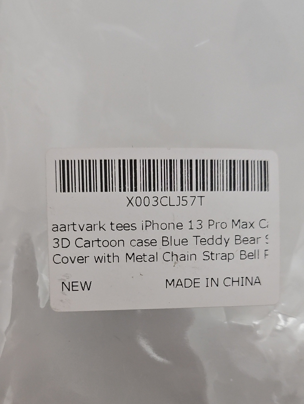 Blue Metallic Bear Phone Case with Silver Bear Bell Keychain Iphone 13 Pro Max - Picture 7 of 7